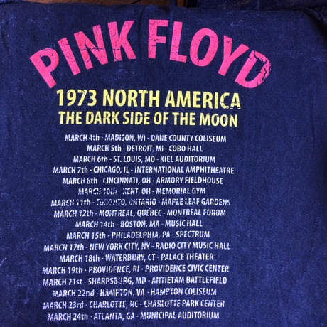 公式ツアーT【PINK FLOYD】 ピンクフロイド 1973北米ツアー 狂気 プリズムTシャツ  フェードブラック Lサイズ