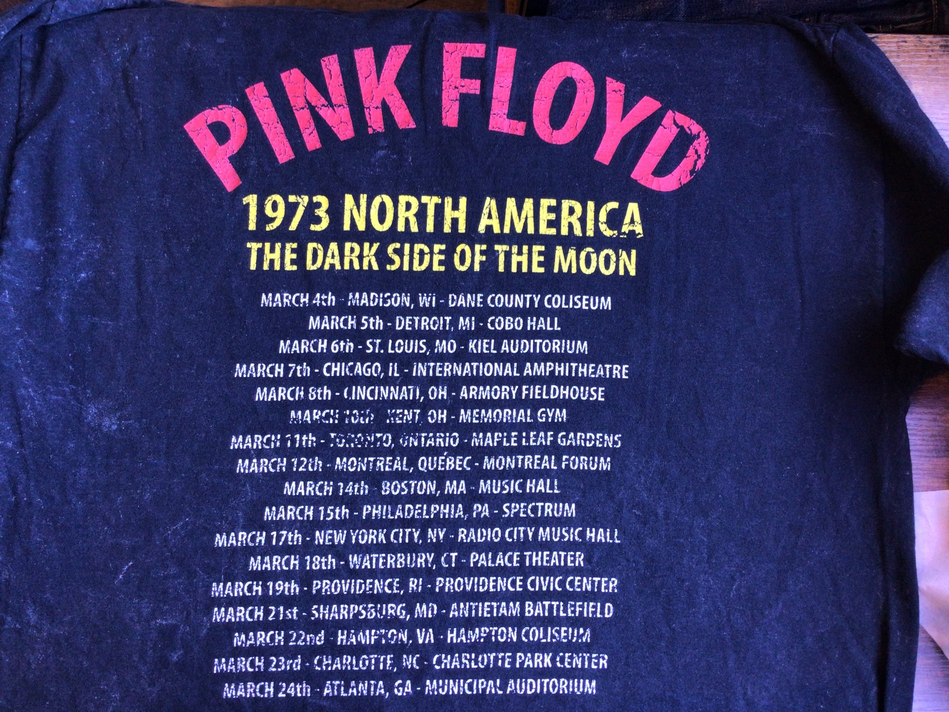 公式ツアーT【PINK FLOYD】 ピンクフロイド 1973北米ツアー 狂気 