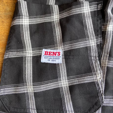 【BEN DAVIS】 チェック柄 ワイドテーパード ワークパンツ ブラック M
