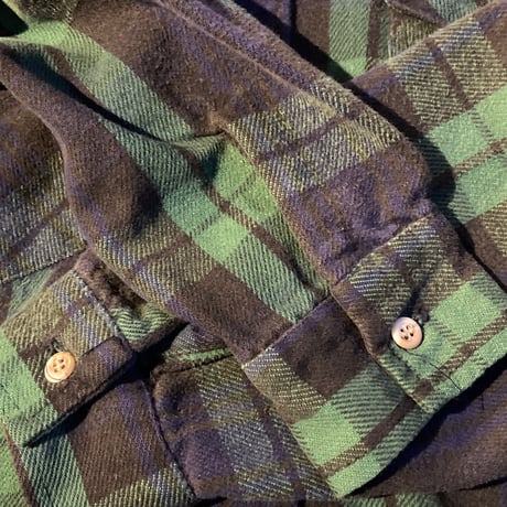 MADE IN U.S.A.【CODET】 ネルシャツ M ブラック×グリーン チェック 厚手