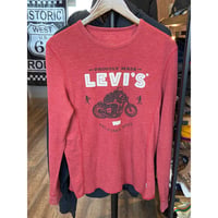 【Levi's】バイカーグラフィック ワッフルサーマル Tシャツ TIBETAN RED M