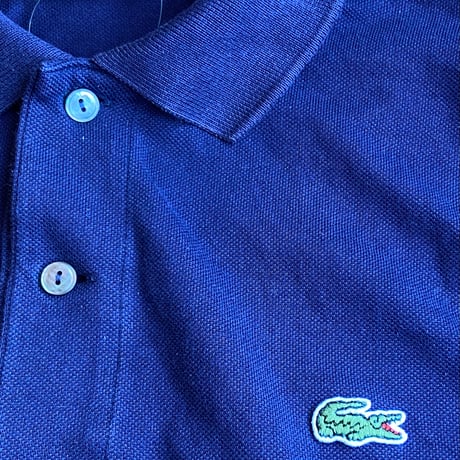 【LACOSTE】 鹿の子 ポロシャツ ネイビー サイズ5 L相当 日本製 ファブリカ