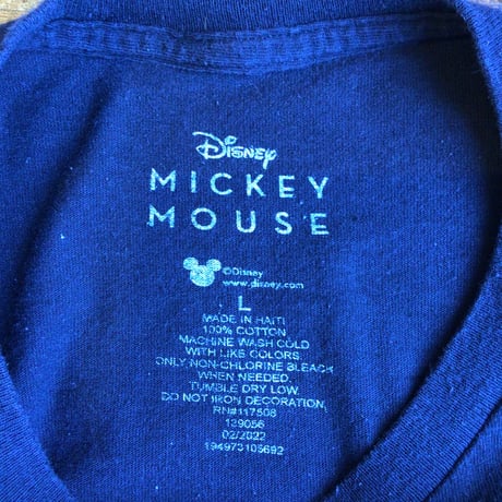 【Disney】チェッカーフラッグ柄 ミッキーマウス シルエット Tシャツ L