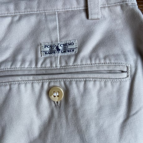 【POLO RALPH LAUREN】 ツータック チノパンツ 33インチ ANDREW PANT オフホワイト