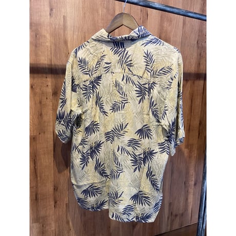 希少【BARACUTA】 シルク100% アロハシャツ M ボタニカル柄 リーフ柄 オープンカラー 開襟シャツ