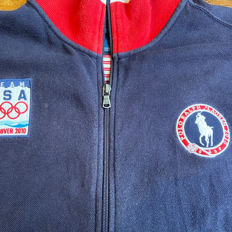 【Polo by Ralph Lauren】 2010年 バンクーバー五輪 公式モデル TEAM USA フルジップ スウェット ジャケット 紺 XL