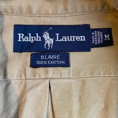 【Ralph Lauren】BLAIRE コットン ボタンダウンシャツ M ベージュ系