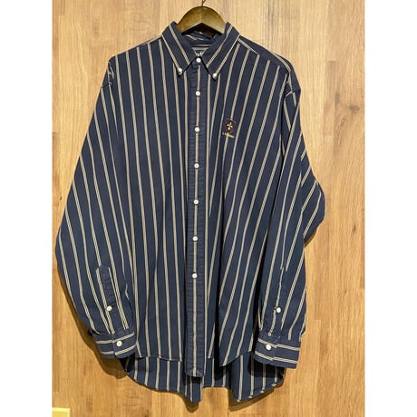 【Ralph Lauren】BLAIRE ストライプ ボタンダウンシャツ XL ネイビー