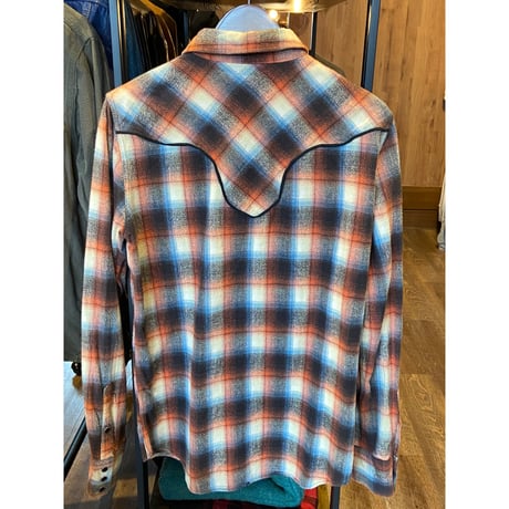 日本製　WORKWEAR COWBEST　ウエスタン　ネルシャツ　サイズ3　オレンジ/ブラウン　チェック