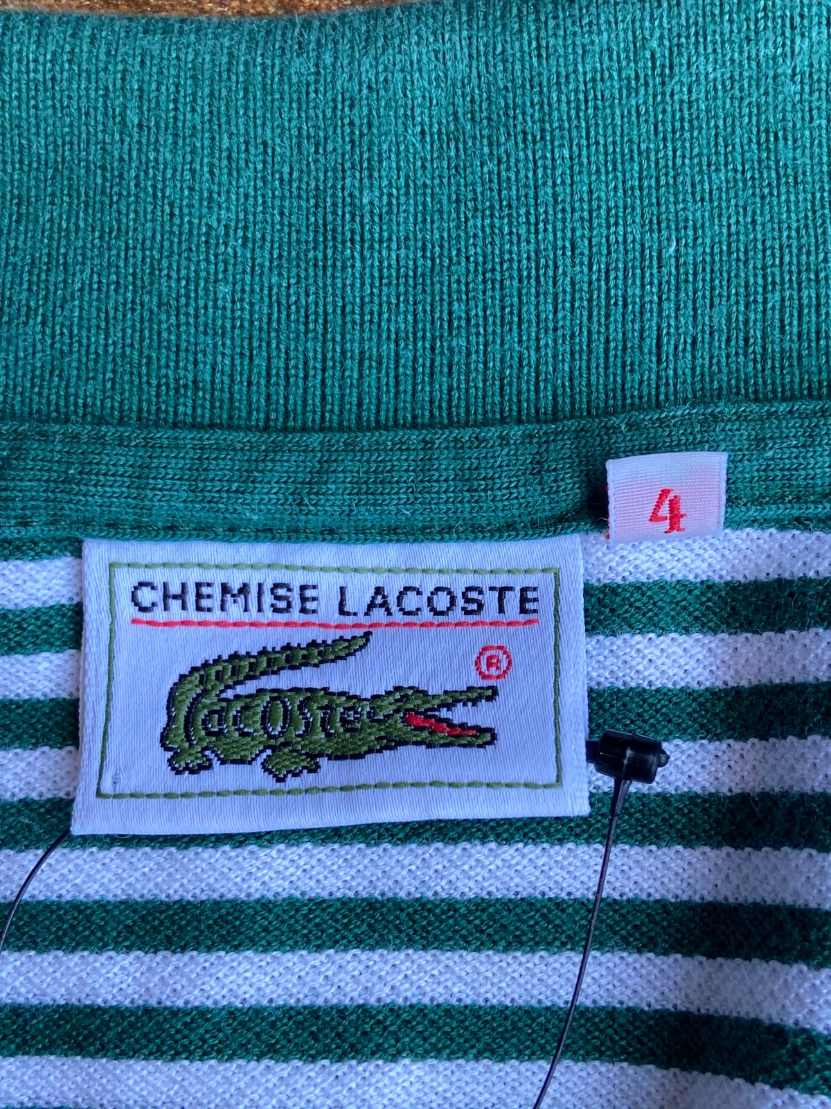 80s-90s【CHEMISE LACOSTE】文字ワニ 鹿の子 ボーダー ポロシャツ 4