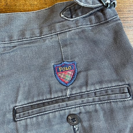 希少！ 90s USA製 【Polo by Ralph Lauren】 2タック チノトラウザーズ サイドバックル グレー
