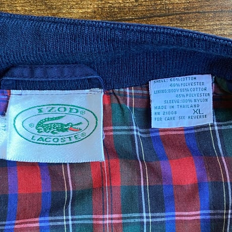 【XLサイズ/希少】IZOD LACOSTE アイゾッド ラコステ スウィングトップ 紺 チェック裏地