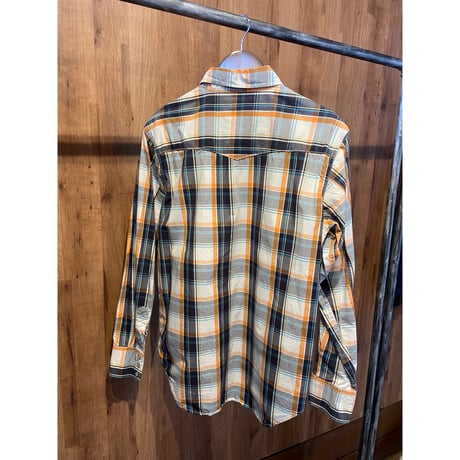 【Levi's】 ウエスタンシャツ チェック柄 スナップボタン オレンジ×ネイビー L
