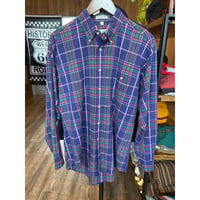 【LONDON FOG】チェック ボタンダウンシャツ L ネイビー×グリーン×レッド  90s