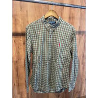 【Ralph Lauren】 チェック柄 長袖ボタンダウンシャツ XL スリムフィット グリーン系