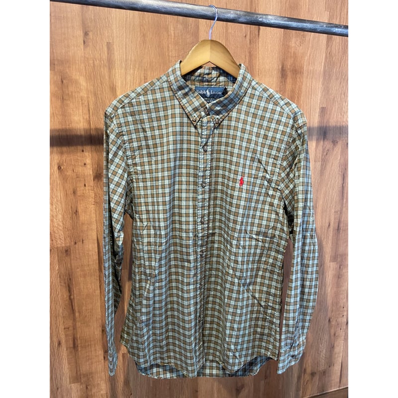 Ralph Lauren】 チェック柄 長袖ボタンダウンシャツ XL スリムフィット