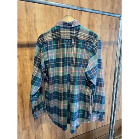 90s-00s 【LANDS' END】 ネルシャツ チェック柄 ボタンダウン コットン L シンガポール製