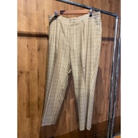 GLENMORG マルチチェック 1タック スラックス 日本製 W94 ベージュ系