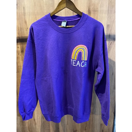【GILDAN】 TEACH レインボー スウェット パープル L