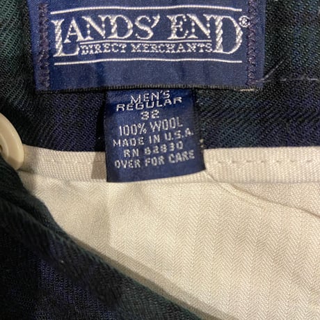 【LANDS’END】ウール100％タータンチェックパンツW32 MADE IN U.S.A.