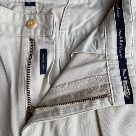 【POLO RALPH LAUREN】 ツータック チノパンツ 33インチ ANDREW PANT オフホワイト