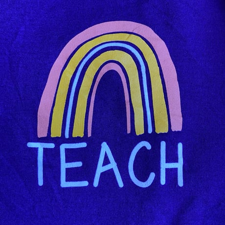 【GILDAN】 TEACH レインボー スウェット パープル L