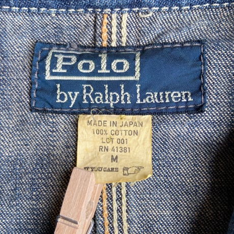 日本製【Polo by Ralph Lauren】デニム カバーオール M インディゴ