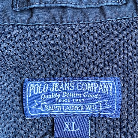 【POLO JEANS CO.】 ラルフローレン スカル星条旗パッチ ミリタリージャケット ブラック XL
