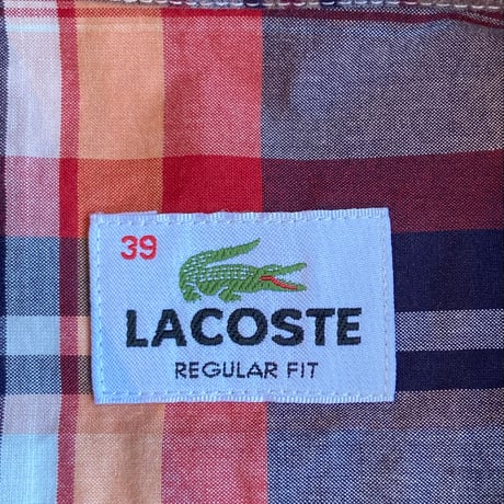 【LACOSTE】 マドラスチェック柄 ボタンダウンシャツ レギュラーフィット 39（M相当）
