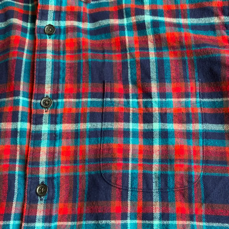 【LANDS’END】 ネルシャツ　Lサイズ　赤/紺/青　タータンチェック柄　トラディショナルフィット