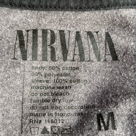 【NIRVANA】 ラグラン ロングTシャツ M グレー×ブラック スマイリープリント