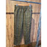 【Cookman】 ウールライク ヘリンボーン チェック柄 シェフパンツ オリーブ マルチウインドウペン M イージーパンツ