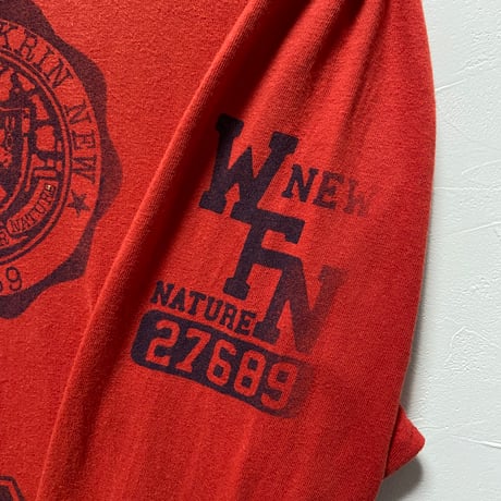ヴィンテージ風デザイン　七分袖Tシャツ　L