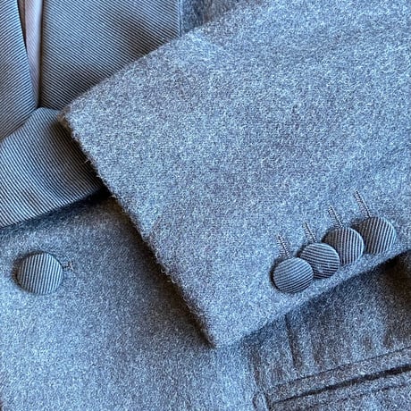 【UNITED ARROWS】 ウール ショールカラー タキシード ジャケット 44 グレー 日本製 くるみボタン 絹混 テーラード