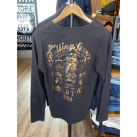 【The Rolling Stones】 1969ツアー Vネック ロングTシャツ L ブラック ゴールドプリント