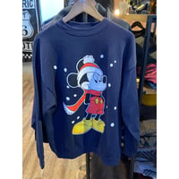 【90s】ミッキーマウス ヴィンテージ スウェット XL 紺 サンタ帽 TULTEX製