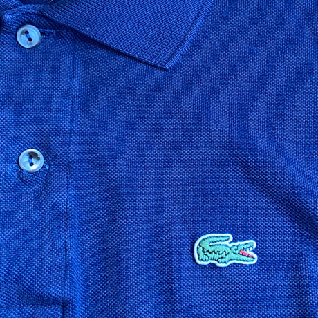 【LACOSTE】 L1212型 ユーロ企画 鹿の子 半袖 ポロシャツ ネイビー  90s-00s ヴィンテージ フレンチラコステ系 サイズ5