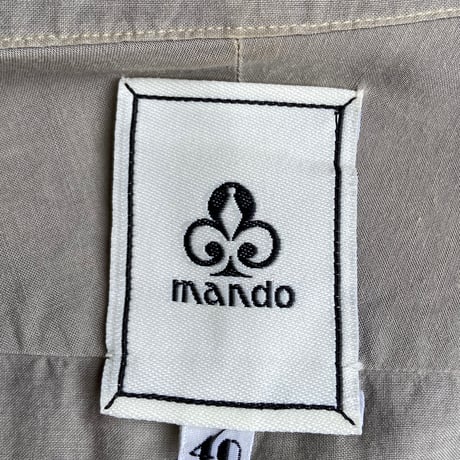 【mando】日本製 シルク混 プリーツ切替 タキシードシャツ グレージュ 40