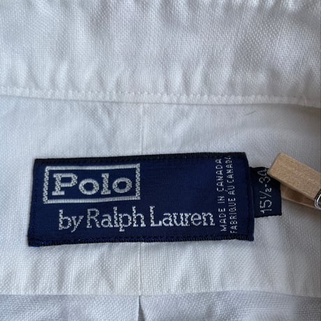 希少カナダ製【Polo Ralph Lauren】 オックスフォード BDシャツ ホワイト 15 1/2-34（L相当）