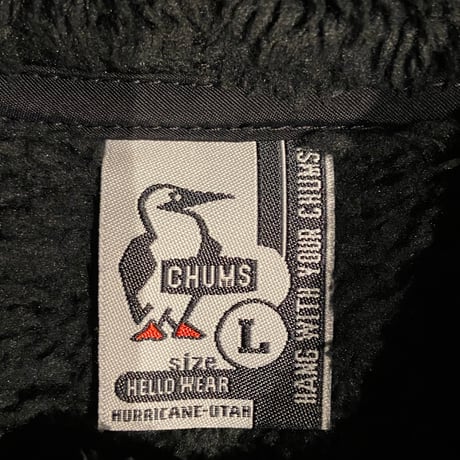 【CHUMS】フリース プルオーバー パーカー L  ボア フーディー ハーフボタン ブービーバード 黒