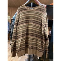 【LANDS' END 】フェアアイル柄 ニットセーター XL 46-48 アースカラー