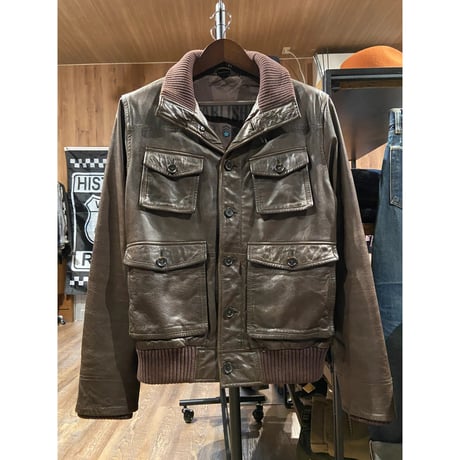 【GAP】レザー 4ポケット フィールドジャケット M ダークブラウン