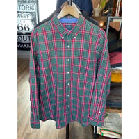 【CHAPS】 チェック柄 ボタンダウンシャツ グリーン×レッド メンズXL