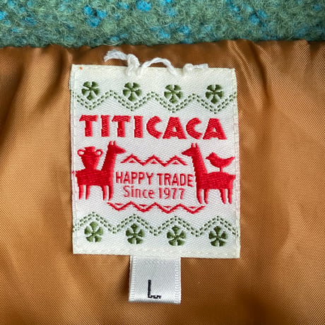 【TITICACA】チチカカ ボア切替 ウエスタンヨーク ベスト L / エスニック ネイティブ柄 中綿入り ジレ アウトドア