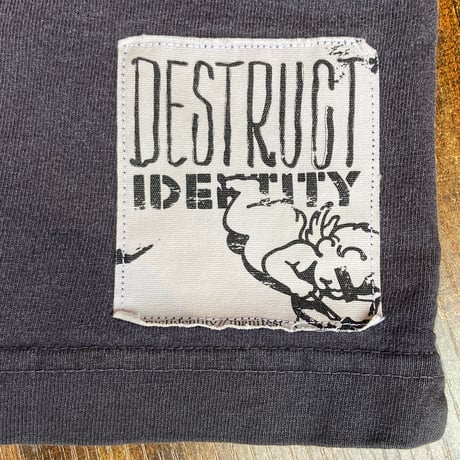 【MANIFEST】DESTRUCT IDENTITY グラフィック Tシャツ XL グレー 製品染め フェード感 音響機材 トーテムポール バックプリント
