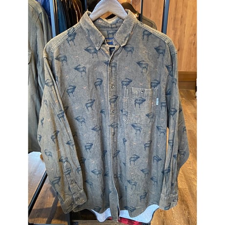 【WOOLRICH】Lサイズ　エルク総柄　ネルシャツ　厚手　フランネル　ハンティング柄