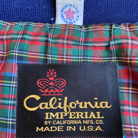 USA製 80s-90s 【California Imperial】 ハリントンジャケット M ネイビー 企業刺繍 スイングトップ ヴィンテージ