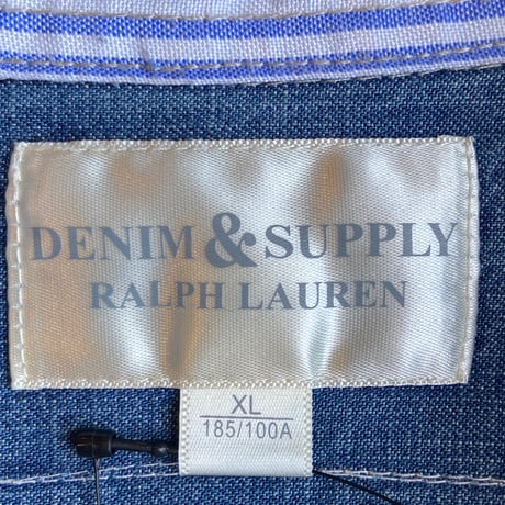 希少XL【DENIM & SUPPLY】 ラルフローレン バックロゴ刺繍 デニム ウエスタンシャツ アメカジ