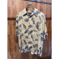 希少【BARACUTA】 シルク100% アロハシャツ M ボタニカル柄 リーフ柄 オープンカラー 開襟シャツ
