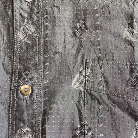 【SUNJOKER】 馬柄 総柄 シルクシャツ グレー系 M